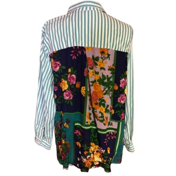 Oversized Striped & bright floral back top - Picture 1 of 14